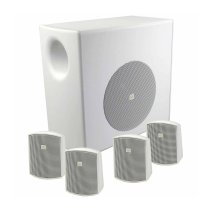 Packaged Surface-Mount Subwoofer-Satellite Loudspeaker System, White