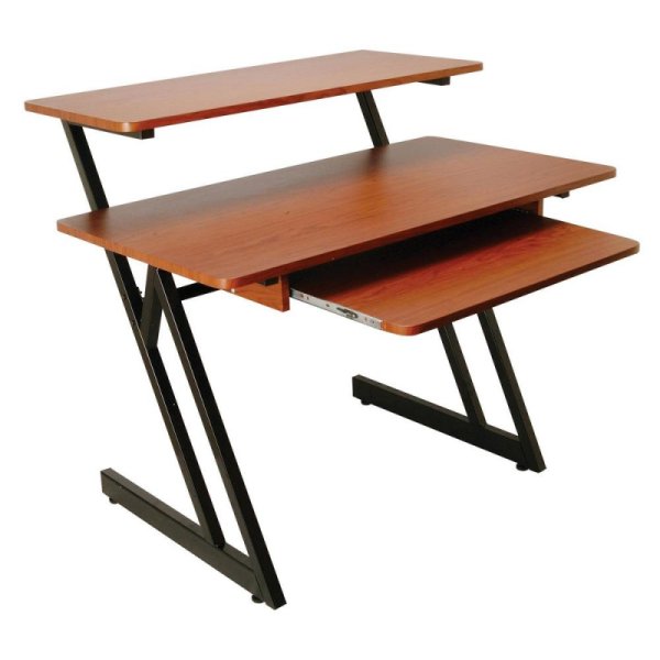 3-Shelf Studio Desk Workstation, Rosewood and Black