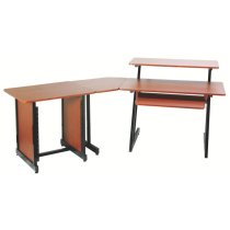 3-Shelf Studio Desk Workstation, Rosewood and Black