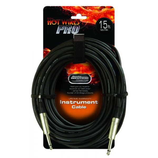 Instrument Cable with Neutrik Connectors (QTR-QTR, 15')